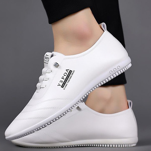Chaussures basses en cuir PU de haute qualité, confortables, antidérapantes, style marche, respirantes, lacets, baskets décontractées pour hommes - Product Image 3