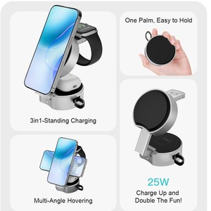 Accessoires pour gadgets intelligents, chargeur sans fil magnétique pliable 3 en 1 portable 15W à charge rapide <span class=keywords><strong>avec</strong></span> câble rétractable pour <span class=keywords><strong>iPhone</strong></span> - Product Image 3