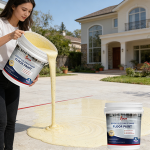 Revêtement de sol époxy auto-nivelant à effet marbre, résistant à l'usure, imperméable, pour usage domestique, couleur sable, jaune ivoire liquide - Product Image 1