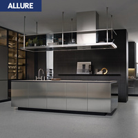 Ensemble d'armoires de cuisine modernes en acier inoxydable Allure avec finition acrylique, évier, robinet, charnières et panier de tiroir - Chine