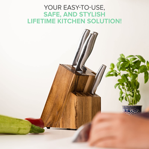 Nouveau bloc à couteaux de cuisine professionnel en bois d'acacia écologique, article cadeau de haute qualité, organisateur de couteaux en bois avec logo personnalisé pour - Product Image 4