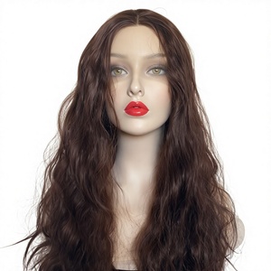 Peluca de Cabello Humano con Ondas Naturales Marrón Castaño de Lujo, con Frente de Encaje HD 13x4, sin Pegamento, de Alta Densidad - Product Image 1