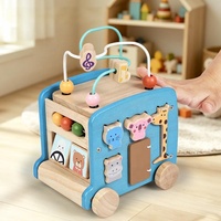 Juguete de Autobús de Madera 5 en 1 al por Mayor, Juguete Educativo Montessori, Juguete de Aprendizaje Cognitivo para Niños, Regalo Preescolar