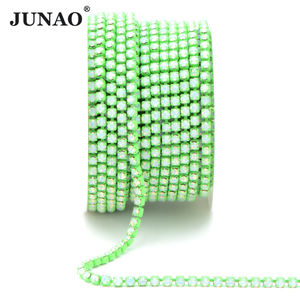 JUNAO SS6 SS8 SS12 Opal Weiß Rosa Glas Kristall Banding Großhandel Strassstein-Kette Besatz Strasssteine Cup Chain für Kleidung - Product Image 6