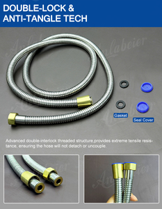 Tuyau tressé en nylon noir de 1/2 pouce, raccord d'extension anti-fuite pour ligne d'eau, tuyau d'alimentation en eau pour lave-vaisselle - Product Image 1