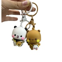 Pendentif porte-clés Panda I II en PVC souple, ornement personnalisé, tendance, mignon, pour sac à dos, bureau, couple, avec logo personnalisé