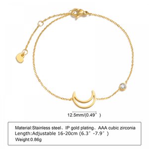 Braccialetti in acciaio inossidabile con zircone geometrico con croce di luna placcato in oro per donna gioielli di moda da donna - Product Image 5