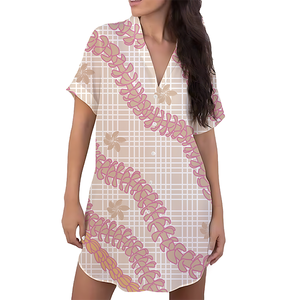 Robes Chemises Hawaïennes Décontractées à Imprimé Lei Puakenikeni pour Femmes, Grandes Tailles Personnalisées, Estivales et Tendance - Product Image 1