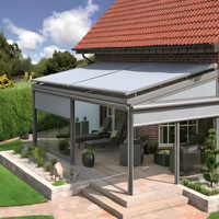Auvent de terrasse moderne en alliage d'aluminium avec revêtement en poudre de polyester, télécommande, toit de véranda rétractable, balcon