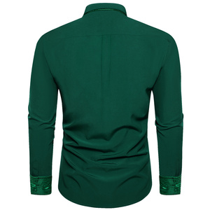 Nuova Camicia da <span class=keywords><strong>Uomo</strong></span> <span class=keywords><strong>Verde</strong></span> Mare con Inserti in Seta, Maniche Lunghe, Formale da Ufficio, Vestibilità Slim, Camicie Sociali, Abbigliamento Maschile - Product Image 6