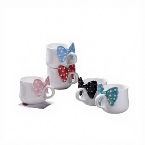 Light Luxury Polka Dot Bow Ceramic Milk <b>Mugs</b>-Business Gifts Novelty Design Reusable & <b>Large</b> Capacity for Home & Office Use - Product Image 2
