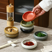 Petite assiette ronde en grès rétro pour snacks, coupelle à sauce, plat de service pour assaisonnements et sauce soja pour restaurant