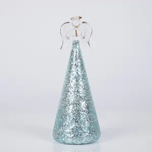 カスタマイズされたサイズはクリスマスガラスの天使の装飾品を休日の装飾のために輸入します