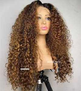 カスタムハイライトブラウンカラーカーリーレースウィッグ全密度バージンシングルドナー人毛透明レースフロントウィッグ - Product Image 4