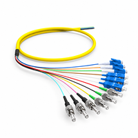 FTTH SC LC kabel pigtail optik serat optik, kabel Drop 12-Core warna Mode tunggal SM OM3 OM4 ST FC UPC APC