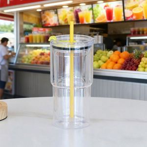 Vaso Térmico Portátil de Plástico Transparente con Tapa y Popote para Coche, 18oz/20oz, Ideal para Viajes y Exteriores, Modelo Ice King, ¡Venta Caliente! - Product Image 3