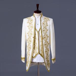HD169 Mens classico bianco nero tre pezzi ricamo palcoscenico cantante abiti da sposa ultimi disegni di <span class=keywords><strong>pantaloni</strong></span> cappotto Costume Homme - Product Image 1