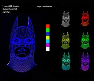 Veilleuse décorative multicolore pour bébé Lampe optique 3D <span class=keywords><strong>Deadpool</strong></span> <span class=keywords><strong>Spiderman</strong></span> Soldats Chien Double Face Crâne Cupidon Amour - Product Image 3