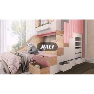 Meubles de chambre à coucher en bois rose, lit superposé de princesse pour filles - Product Image 4