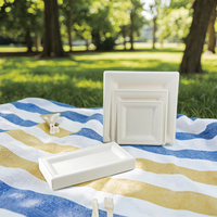 Vente en gros d'assiettes dégradables en bagasse de canne à sucre personnalisées: carrées jetables, naturelles, pour l'approvisionnement en restauration/exposition