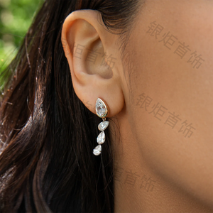 LOZRUNVE Set di Orecchini Pendenti in Argento Sterling 925 con Cristallo a Goccia, Stile Unico alla Moda Francese - Product Image 3