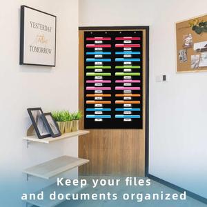 Customizable 24-Pocket Heavy Duty Non-Woven Fabric American Style Wall <b>File</b> Organizer Multifunctional Foldable Black PVC - Product Image 5