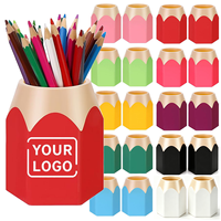 Porte-crayons créatif en plastique à grande capacité avec logo personnalisé, contraste de couleurs, forme de tête de crayon, pour le bureau, l'apprentissage, le rangement sur le bureau
