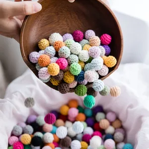 Custom Design BPA Free Baby Crochet Wood Bead Teething for Necklaces