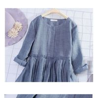Femmes été mode professionnelle robe légère mature robe décontractée couleur unie col en O coton robe ample