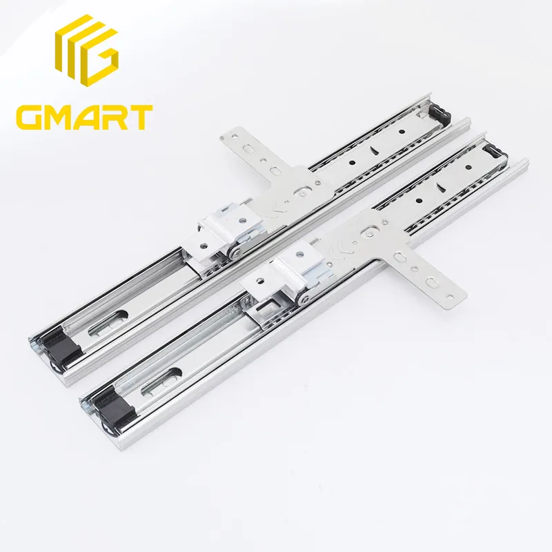 Gmart Production Line Accessories 10Mm 227Kg 2 Fold Aluminum Undermount Drawers Slides Cabinet Slide Rails For Cosmetic Sliding