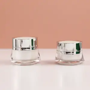 50g 30g Acrylic Jars Diamond Shape White Face Cream Jar With For Cosmetic Packaging In Stock