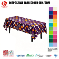 Nappe d'Halloween violette en PEVA jetable, imprimé sur le thème effrayant, housse de table en plastique imperméable pour décorations de fête en extérieur