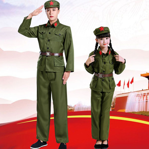 Yiku-Conjunto de disfraces militares para niños, uniformes del Ejército Rojo para actuaciones en escenario, pantalones deportivos de tela Oxford de estilo chino, primavera 2021 - Product Image 5