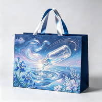 Sac en papier haut de gamme à thème zodiacal avec poignée en ruban gaufré 3D, sac de shopping écologique personnalisé avec logo imprimé