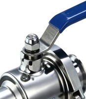 Vanne à boisseau sphérique manuelle sanitaire en acier inoxydable SS304, type Tri-Clamp, pour le traitement de l'eau, les boissons, les produits laitiers et pharmaceutiques