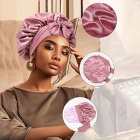 Bonnet en satin à large bande élastique avec attaches extensibles pour tresses Double couche Grand bonnet de nuit pour dormir Vente en gros