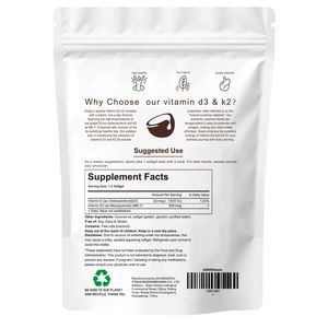 Complément alimentaire en gélules molles D3 1000 UI K2 200 mcg pour adultes - Product Image 6