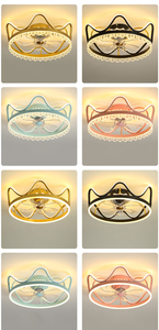 Candelabro <span class=keywords><strong>ventilador</strong></span> de techo led con luz y control remoto Niños niñas Dormitorio Habitación Luz Lámpara DE <span class=keywords><strong>VENTILADOR</strong></span> DE CORONA DE LUJO - Product Image 3