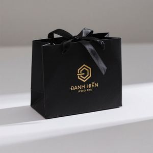 Sac de shopping de luxe en papier kraft avec poignée en ruban, emballage personnalisable, utilisable comme portefeuille, avec impression flexo sur écran - Product Image 3