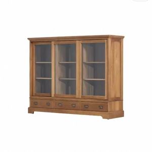 Modern Minimalist Living Room Storage <b>Sideboard</b> Cabinet with 2 Glass Doors and 3 Drawers Space Saving Home Furniture - Product Image 1