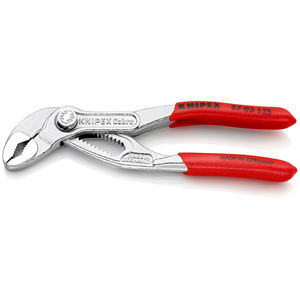 KNIPEX 87 03 125 Cobra Pince à pompe à eau nouvelle génération pour tuyaux et écrous Avec revêtements antidérapants en plastique chromé - Product Image 1