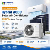 Climatiseur solaire hybride mural Chasun 7000-36000 BTU DC 48V AC/DC, refroidissement/chauffage, EER 22 CE pour la maison