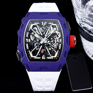 High Precision Tech Sport Waterproof Multi-function Tourbillon Automatic Mechanical <b>Watch</b> Men Purple Carbon Fiber Tonneau <b>Case</b> - Product Image 1