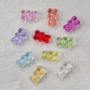 Perles en acrylique transparentes à trou droit, demi-perles en forme d'ours, perles lâches pour la fabrication de bracelets de téléphone et colliers DIY - Product Image 3