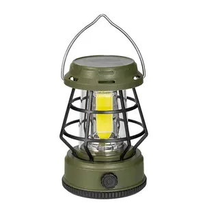 Stepless Dimming Hanging Rechargeable 18650 Battery Powered Solar Lanterns Outdoor Camping Waterproof LED Customized 75 80 ABS