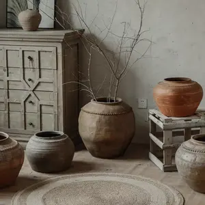 Décoration de bureau de bureau artisanale de haute qualité Vases à fleurs en terre cuite décoratifs en céramique mate