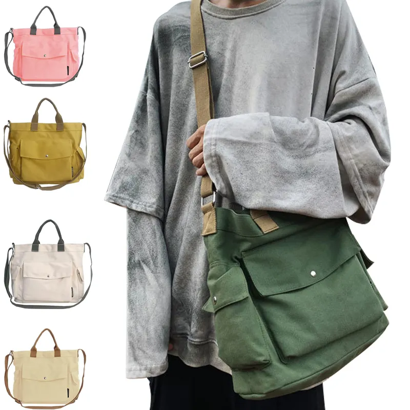 DICHOS 2024 Heavy Cotton Canvas Casual Tote Shoulder Bags New Design Korean Style Fashionable Lady Handbags Wholesale