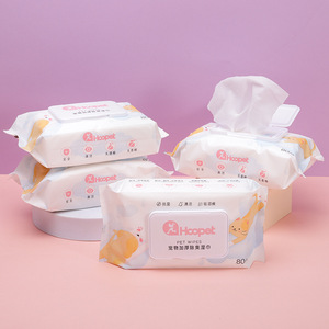 Toallitas Húmedas para Mascotas Hcopet, 80 Unidades, Fórmula Suave para Limpieza de Gatos - Product Image 1