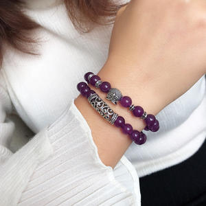 Piedra cristal Simple moda dos piezas mano con cuentas multicolor búho energía pulsera regalo de vacaciones para novias - Product Image 2