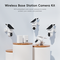 Kit de caméra de sécurité sans fil à énergie solaire (4CH) 4MP Vision nocturne couleur intégrale IP65 Étanche Audio bidirectionnel Extérieur